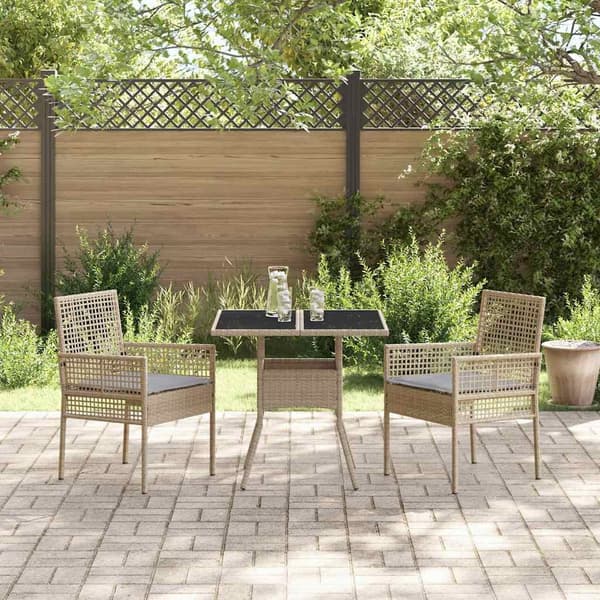 vidaXL Trädgårdsmöbelset 3 st Beige konstrotting Beige