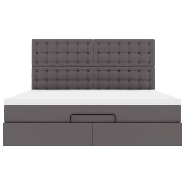 vidaXL Ottoman sängram med madrass grå 160x200 cm konstläder Grå