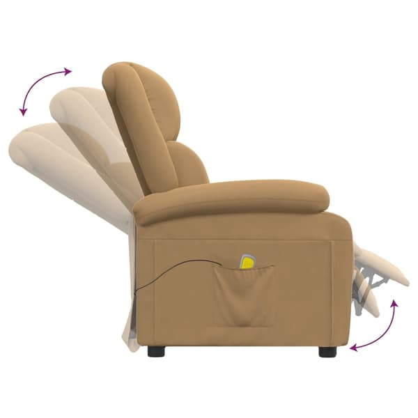 vidaXL Massagefåtölj brun sammet Brun