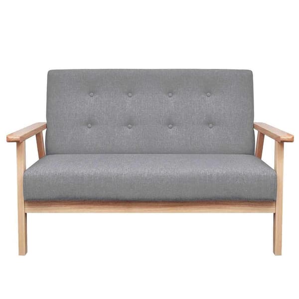vidaXL Soffa + fotölj i trä med retrodesign grå grå