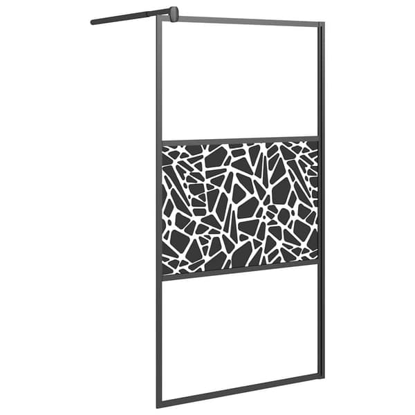 vidaXL Duschvägg 100x195cm ESG-glas med stendesign svart art