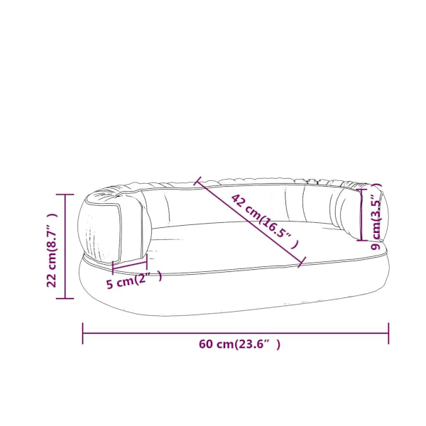vidaXL Ergonomisk hundbädd grå 60x42 cm konstläder Grå