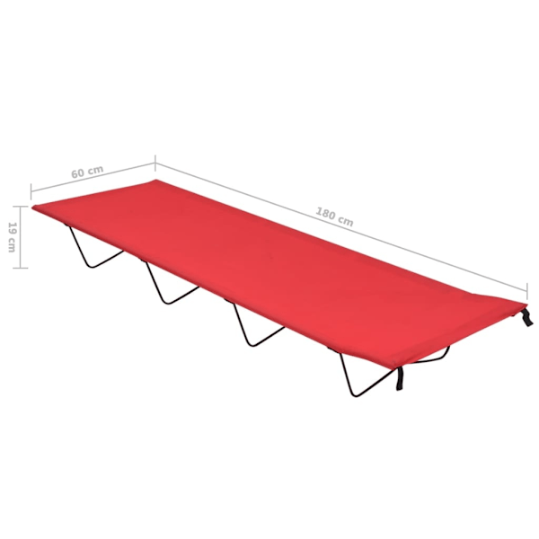 vidaXL Campingsäng 180x60x19 cm oxfordtyg och stål röd Röd
