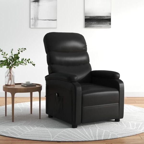 vidaXL Elektrisk reclinerfåtölj svart konstläder Svart