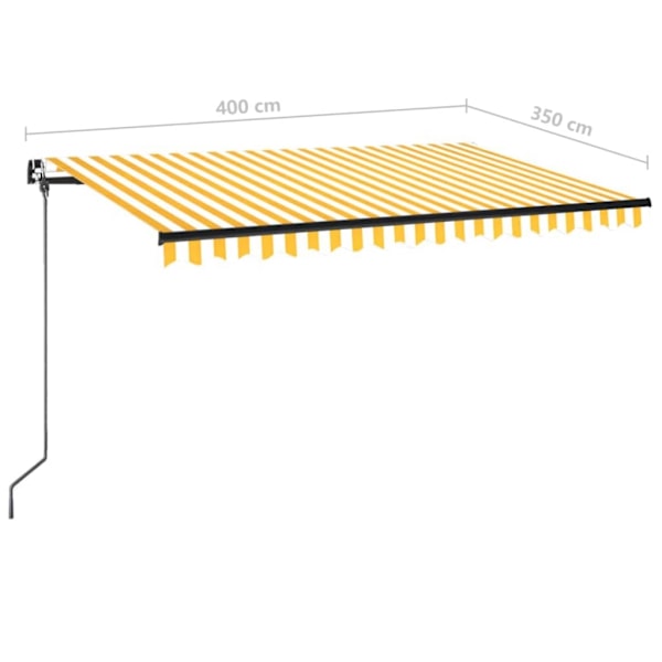 vidaXL Markis manuellt infällbar med LED 400x350 cm gul och vit Gul