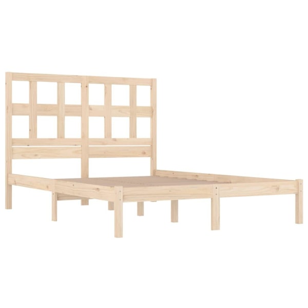 vidaXL Sängram massiv furu 135x190 cm Brun