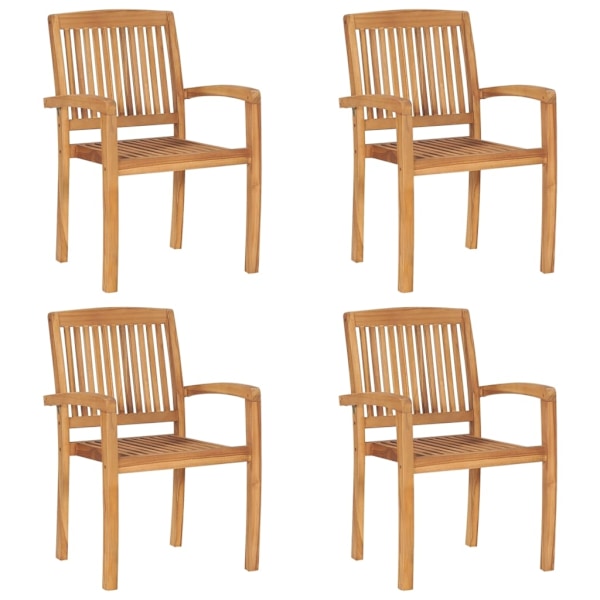 vidaXL Stapelbara trädgårdsstolar med dynor 4 st massiv teak Blå
