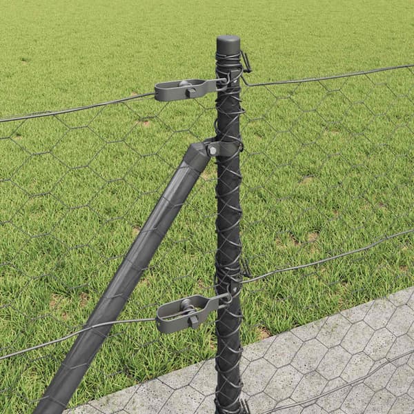 vidaXL Hexagonal stängsel med betongfundament 100 x 0,6 m Grå Mesh Grå