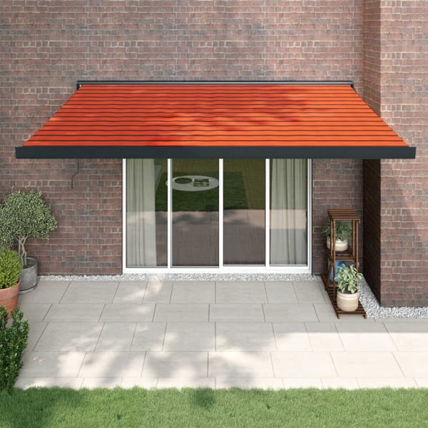 vidaXL Markis infällbar orange och brun 4,5x3 m tyg&aluminium Flerfärgsdesign