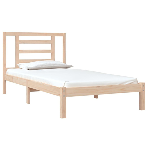 vidaXL Sängram massiv furu 90x190 cm Brun
