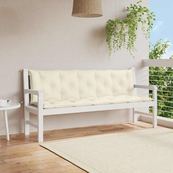 vidaXL Bänkdyna för trädgården gräddvit 180x(50+50)x7 cm oxfordtyg Vit