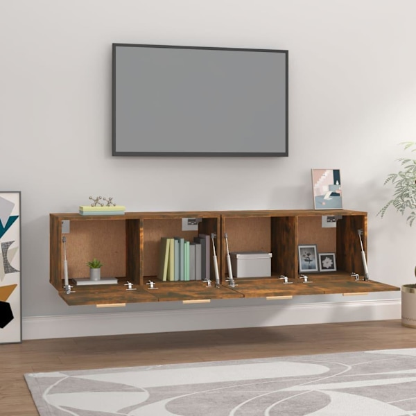 vidaXL Väggskåp 2 st rökfärgad ek 80x35x36,5 cm konstruerat trä Brun