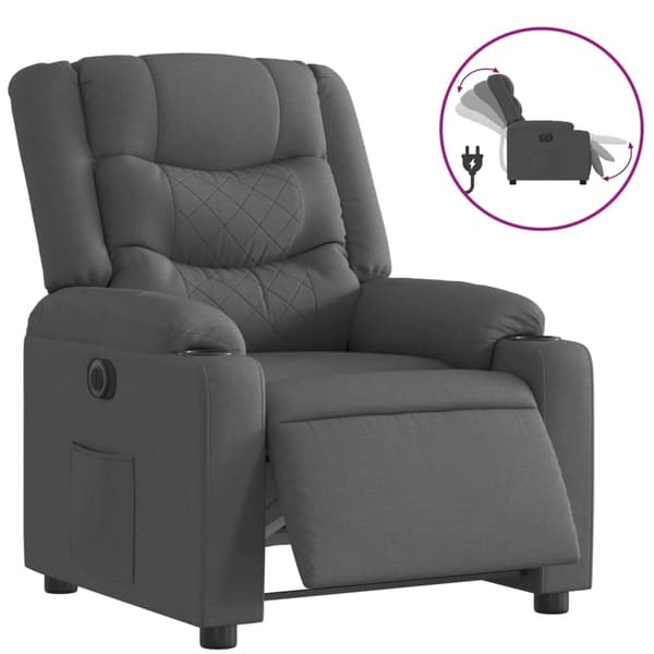 vidaXL Elektrisk reclinerfåtölj mörkgrå tyg Grå