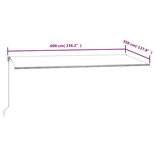 vidaXL Automatisk markis 600x350 cm blå och vit Blå