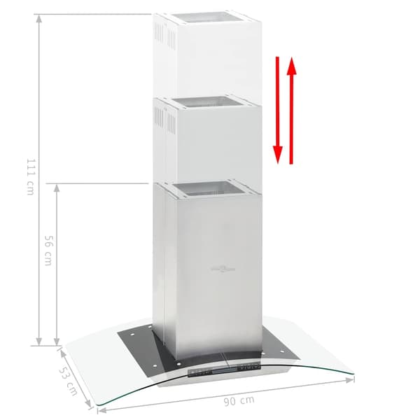 vidaXL Köksfläkt med LCD för köksö 90 cm 756 m³/tim LED Silver
