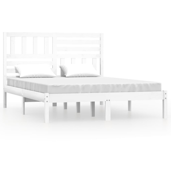 vidaXL Sängram vit massiv furu 120x200 cm enkelsäng Vit