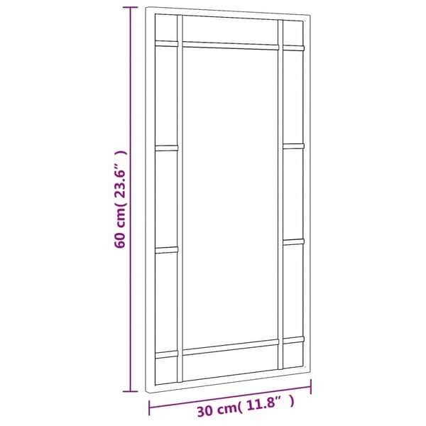 vidaXL Väggspegel svart 30x60 cm rektangulär järn art