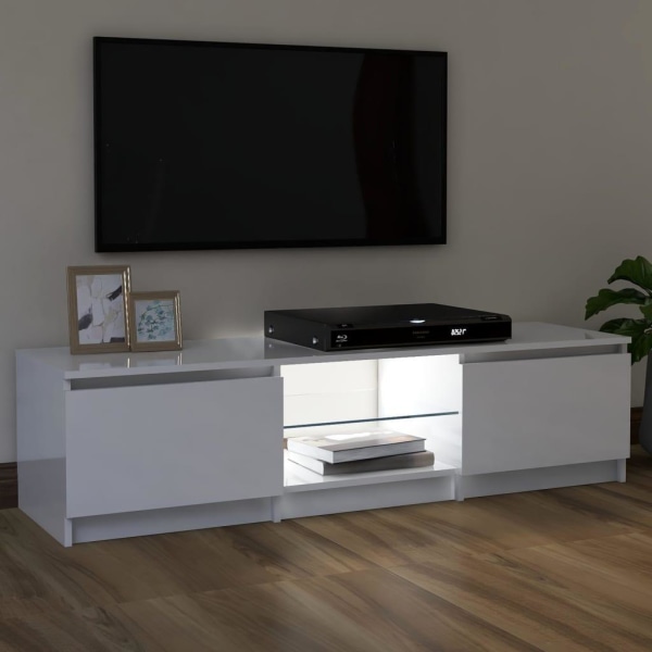 vidaXL TV-bänk med LED-belysning vit högglans 120x30x35,5 cm Vit