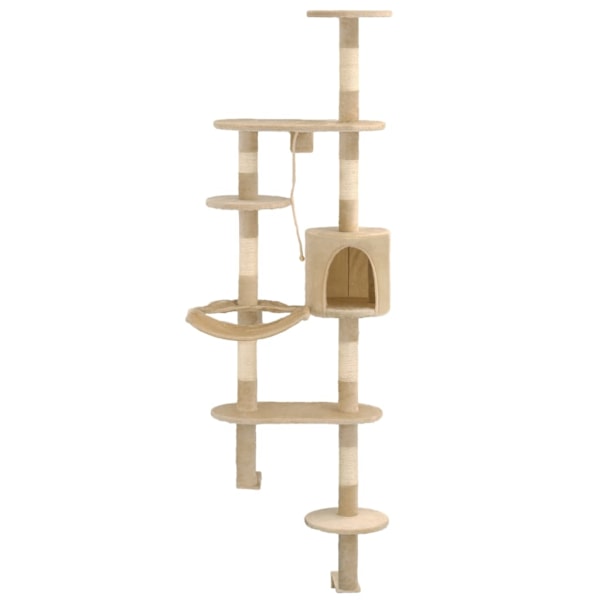 vidaXL Katt Klösträd väggmonterat med klöspelare i sisal 194 cm beige Beige
