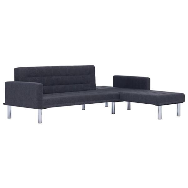 vidaXL L-formad bäddsoffa mörkgrå polyester grå