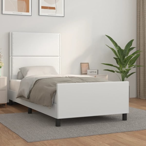 vidaXL Sängram med huvudgavel vit 80x200 cm konstläder Vit