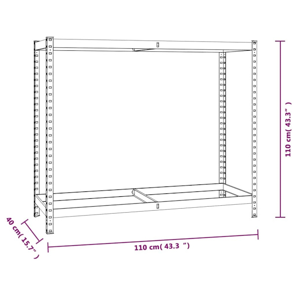 vidaXL Däckställ 2 hyllplan silver 110x40x110 cm stål Silver