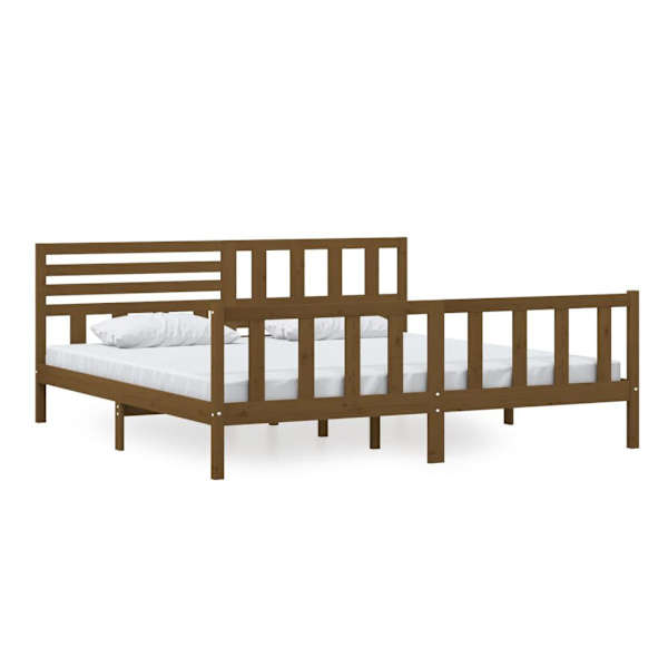 vidaXL Sängram honungsbrun massivt trä 200x200 cm Brun