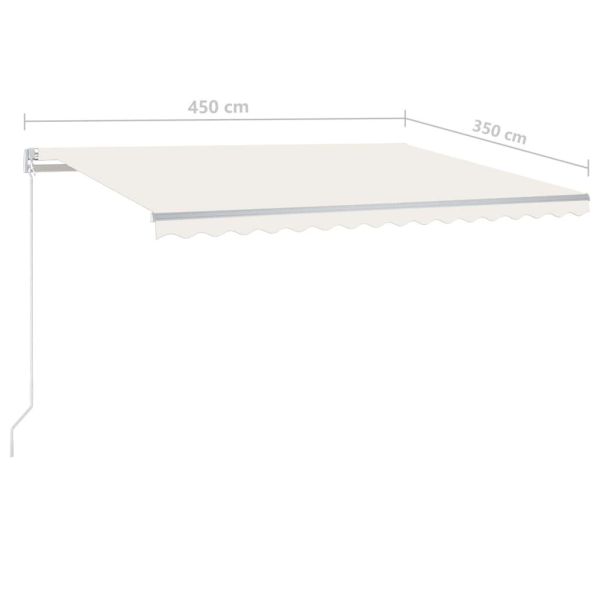 vidaXL Markis manuellt infällbar med LED 4,5x3,5 m gräddvit Creme