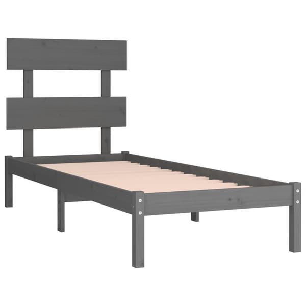 vidaXL Sängram grå massivt trä 90x200 cm Grå