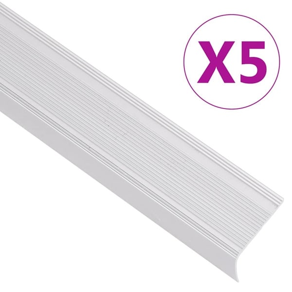 vidaXL Trappnäsor i L-form 5 st aluminium 100 cm silver Silver
