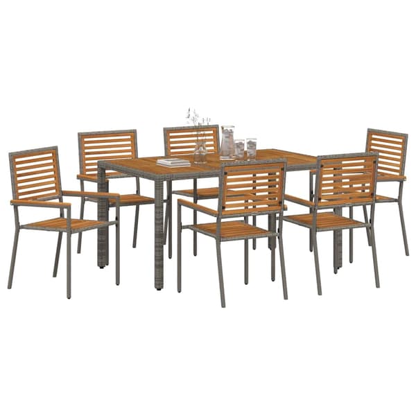 vidaXL Trädgårdsmöbelset 7 pcs Grå och Brun konstrotting Grå
