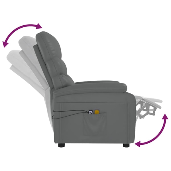 vidaXL Elektrisk massagefåtölj Grå konstläder grå
