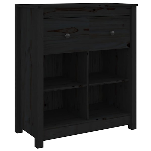 vidaXL Skänk svart 70x35x80 cm massiv furu Svart