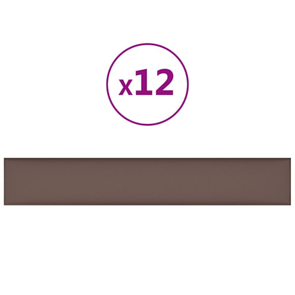vidaXL Väggpaneler 12 st brun 90x15 cm konstläder 1,62 m² Brun