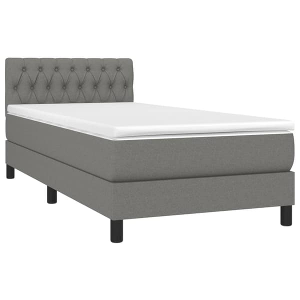 vidaXL Ramsäng med madrass & LED mörkgrå 90x200 cm tyg Grå