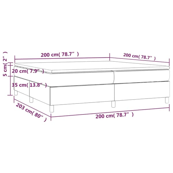 vidaXL Ramsäng med madrass mörkgrå 200x200 cm tyg Grå