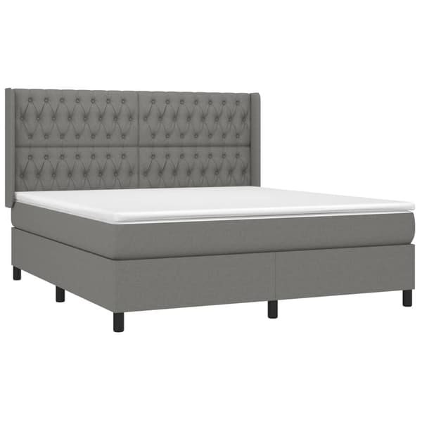 vidaXL Ramsäng med madrass mörkgrå 180x200 cm tyg Grå