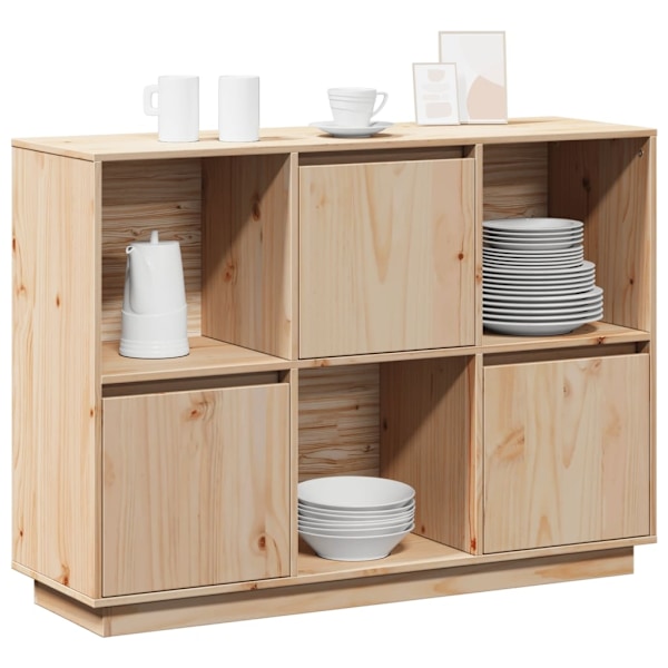 vidaXL Skänk vit 110,5x35x80 cm massiv furu Brun