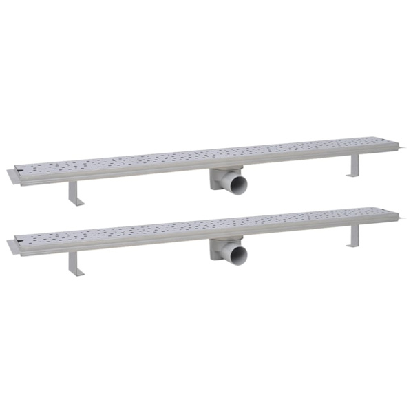 vidaXL Avlång golvbrunn 2 st bubblor rostfritt stål 1030x140 mm