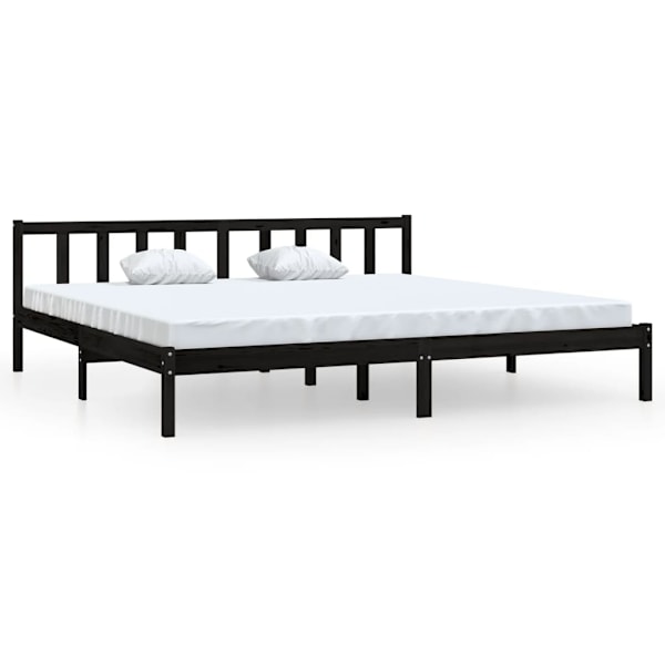 vidaXL Sängram svart massiv furu 200x200 cm Svart