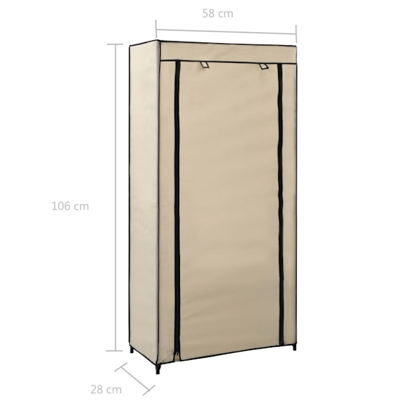 vidaXL Skoförvaring med överdrag gräddvit 58x28x106 cm tyg Creme