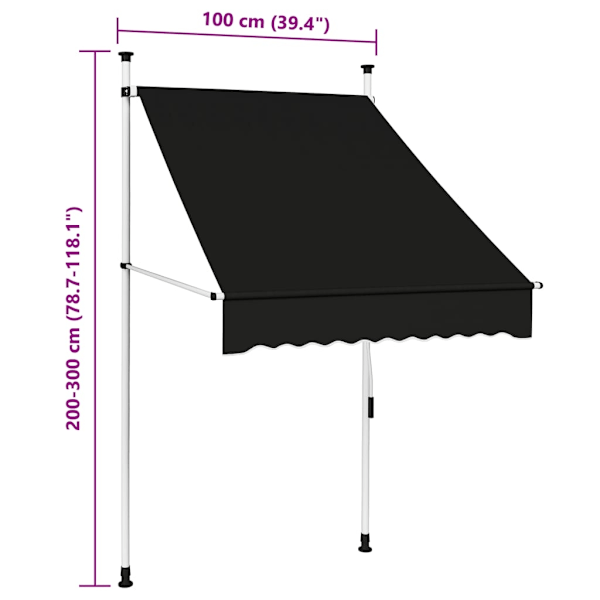 vidaXL Markis manuellt infällbar 100 cm antracit Antracit