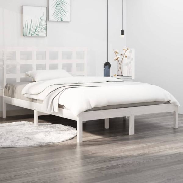 vidaXL Sängram vit massivt trä 120x200 cm Vit