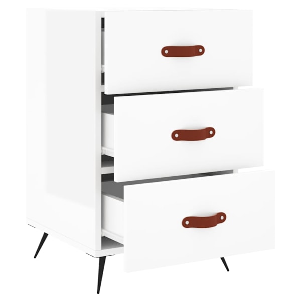 vidaXL Sängbord vit högglans 40x40x66 cm konstruerat trä Vit