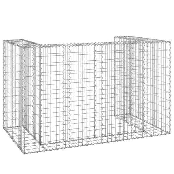 vidaXL Gabionmur för soptunnor galvaniserat stål 180x100x110 cm Silver