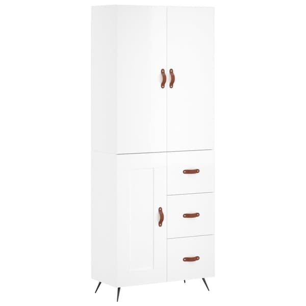 vidaXL Högskåp högglans vit 69,5x34x180 cm konstruerat trä Vit
