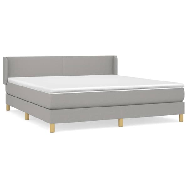 vidaXL Ramsäng med madrass ljusgrå 180x200 cm tyg Grå