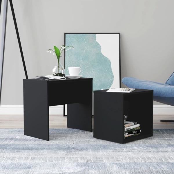 vidaXL Soffbord set svart 48x30x45 cm konstruerat trä Svart