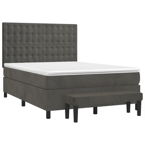 vidaXL Ramsäng med madrass mörkgrå 140x190 cm sammet Grå