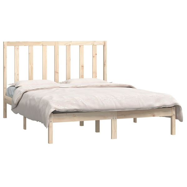 vidaXL Sängram massiv furu 135x190 cm Brun